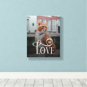 Moderne liefde op maat gemaakte kattenhuisdieren f canvas afdruk