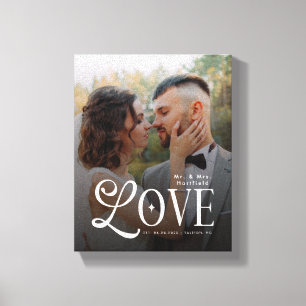 Moderne Liefde Op Maat Gemaakte Trouwfoto Koppels  Canvas Afdruk