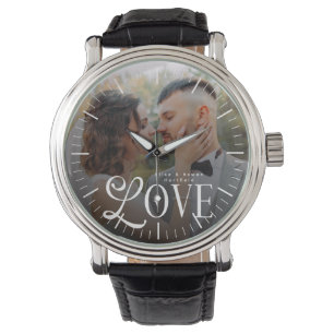 Moderne liefde op maat gemaakte trouwfoto koppels horloge