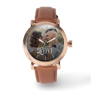 Moderne Liefde Op Maat Gemaakte Trouwfoto Koppels  Horloge