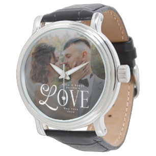 Moderne Liefde Op Maat Gemaakte Trouwfoto Koppels  Horloge