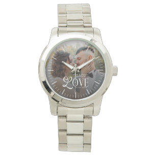 Moderne Liefde Op Maat Gemaakte Trouwfoto Koppels  Horloge