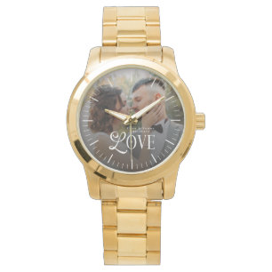 Moderne Liefde Op Maat Gemaakte Trouwfoto Koppels  Horloge