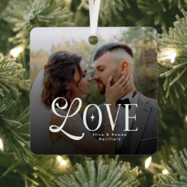 Moderne Liefde Op Maat Gemaakte Trouwfoto Koppels Metalen Ornament