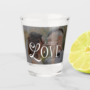 Moderne Liefde Op Maat Gemaakte Trouwfoto Koppels Shot Glas