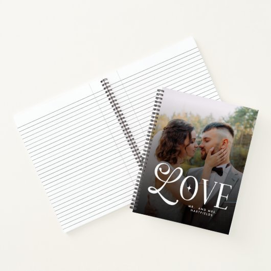 Moderne liefde op maat trouwfoto's 2 foto's koppel notitieboek (Binnen)