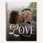 Moderne liefde op maat trouwfoto's 2 foto's koppel notitieboek (Voorkant)