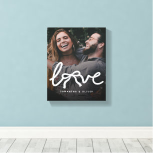 Moderne Liefde Pijl Typografie Koppel Aangepaste F Canvas Afdruk