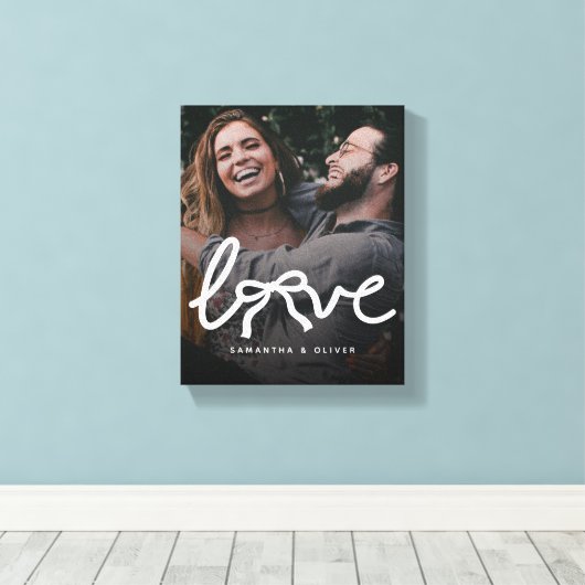Moderne Liefde Pijl Typografie Koppel Aangepaste F Canvas Afdruk (Insitu (Houten vloer))