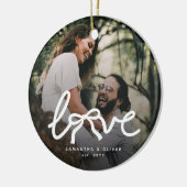 Moderne Liefde Pijl Typografie Koppel Aangepaste F Keramisch Ornament (Links)
