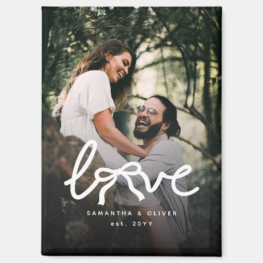 Moderne Liefde Pijl Typografie Koppel Aangepaste F Magneet (Voorkant)