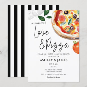 Moderne Liefde & Pizza Koppels Bruiloft Vrijgezell Kaart