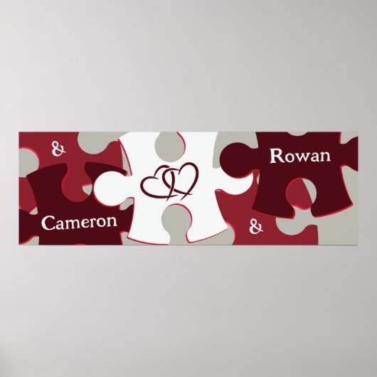 Moderne LIEFDE Puzzel Pieces Custom Namen Poster (Voorkant)
