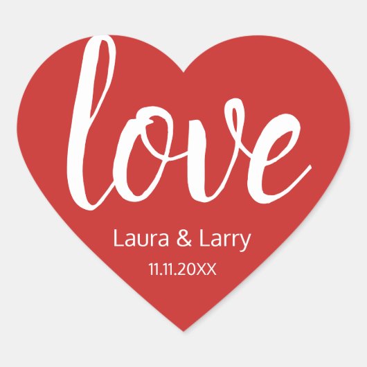 Moderne LIEFDE Rood Hart Bruiloft Favor Envelope S Sticker (Voorkant)