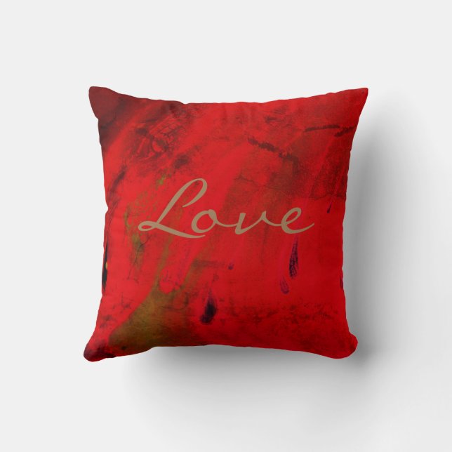 Moderne Liefde Rood Paars Abstract Design Kussen (Achterkant)