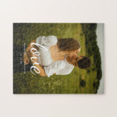 Moderne 'Liefde' Script Trouwkoppel Foto Legpuzzel (Horizontaal)