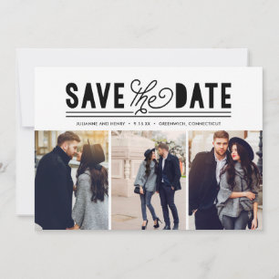 Moderne liefde sparen de Datum Foto Collage Save The Date