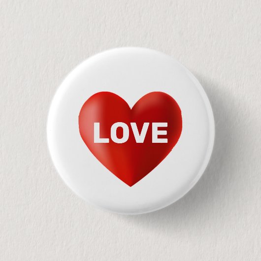 Moderne LIEFDE Tekst en Hart Ronde Button 3,2 Cm (Voorkant)