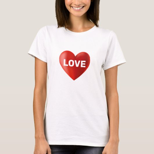 Moderne LIEFDE Tekst en Hart T-shirt (Voorkant)