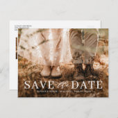 Moderne liefde typografie Foto Save the Date Aankondigingskaart (Voorkant / Achterkant)