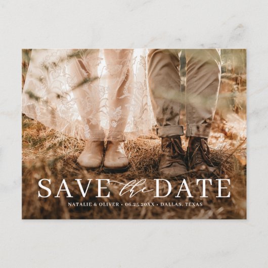 Moderne liefde typografie Foto Save the Date Aankondigingskaart (Voorkant)