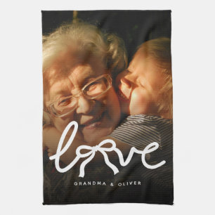 Moderne Liefde Typografie Oma Persoonlijke Foto Ca Theedoek