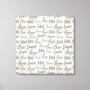 Moderne "Liefde" typografie op perkament, Canvas Afdruk