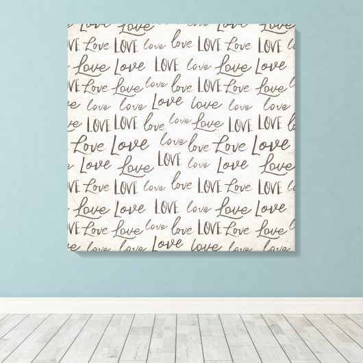 Moderne "Liefde" typografie op perkament, Canvas Afdruk (Insitu (Houten vloer))