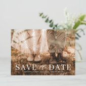 Moderne Liefde Typografie Overlay Foto Save The Date (Staand voorkant)