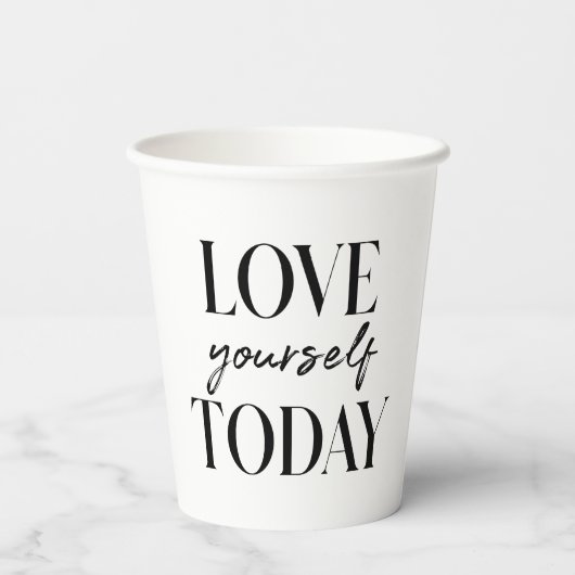 Moderne liefde vandaag de dag, positief citaat papieren bekers (Achterkant)