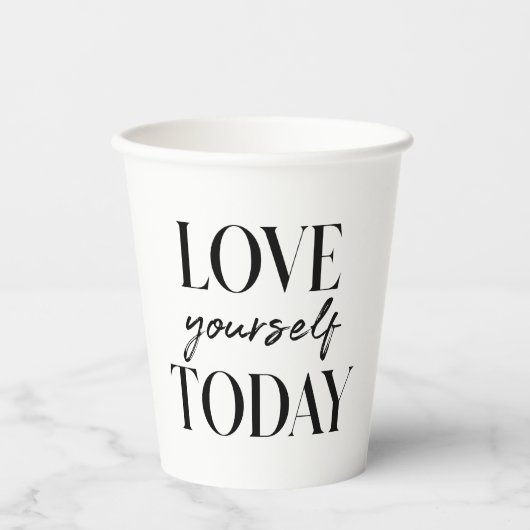 Moderne liefde vandaag de dag, positief citaat papieren bekers (Voorkant)