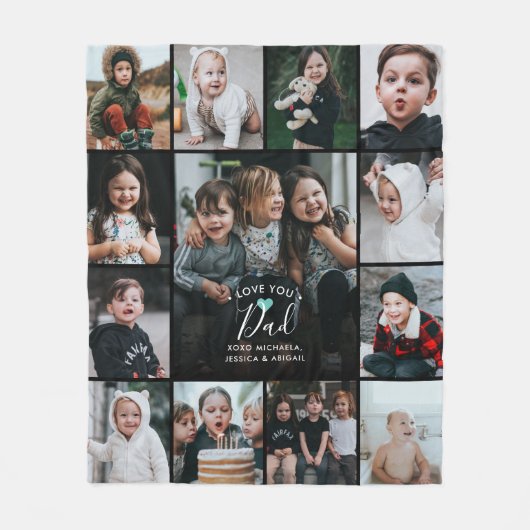 Moderne liefde voor je vader/papa/andere fotocolla fleece deken (Voorkant)