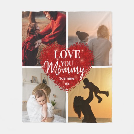 Moderne liefde voor moeder, mama en andere foto's fleece deken (Voorkant)