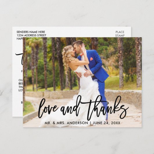 Moderne liefde voor penseel en Bedankt bruiloft Briefkaart (Voorkant / Achterkant)