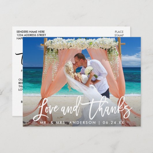 Moderne liefde voor penseel en Bedankt bruiloft Briefkaart (Voorkant / Achterkant)