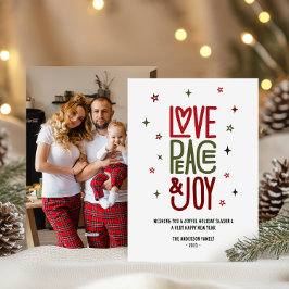 Moderne Liefde Vrede & Vreugde Foto Kerstmis / Feestdagenkaart