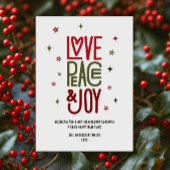 Moderne liefde Vrede & vreugde Niet-foto Kerstmis Feestdagenkaart
