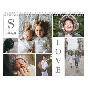 Moderne Liefde Wit Kleurenblok Familie Fotocollage Kalender