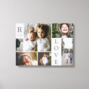 Moderne Liefde Witte Kleur Blok Familie Fotocollag Canvas Afdruk