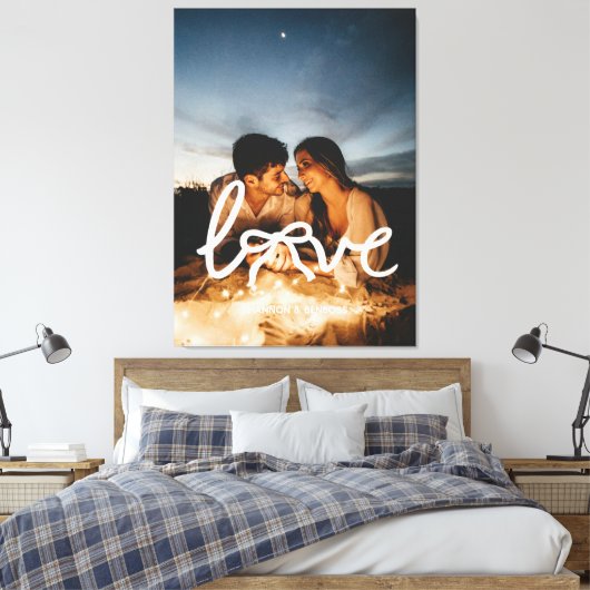 Moderne liefdesboog typografie koppel aangepaste f canvas afdruk (Insitu (Slaapkamer))