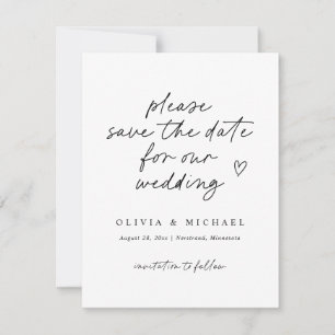 Moderne Liefdesbrief Handgeschreven Huwelijk Save The Date