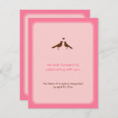 Moderne liefdesduiven roze huwelijksreactie kaart (Voorkant / Achterkant)