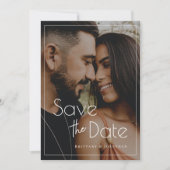 Moderne liefdesfoto Save the Date Minimalist Elega (Voorkant)