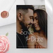 Moderne liefdesfoto Save the Date Minimalist Elega