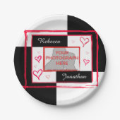 moderne liefdeshart fotolijst papieren bordje (Voorkant)