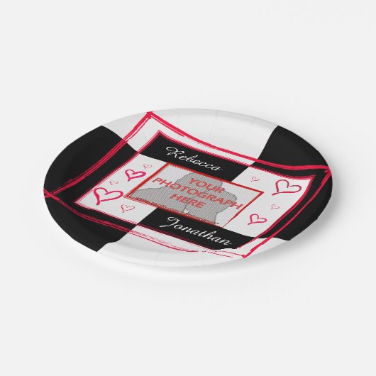 moderne liefdeshart fotolijst papieren bordje (Gekanteld)