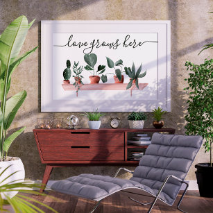 Moderne liefdesquote planten waterverf illustratie poster
