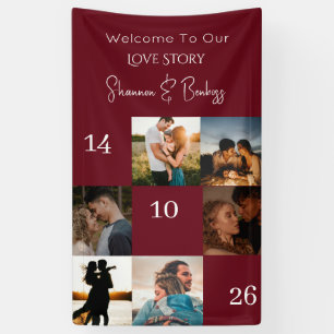 Moderne liefdesverhaal verlovings- / trouwfoto spandoek