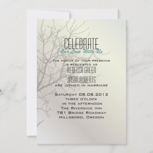 Moderne Liefdesvogels Boom wit  Trouwkaarten Kaart (Voorkant)