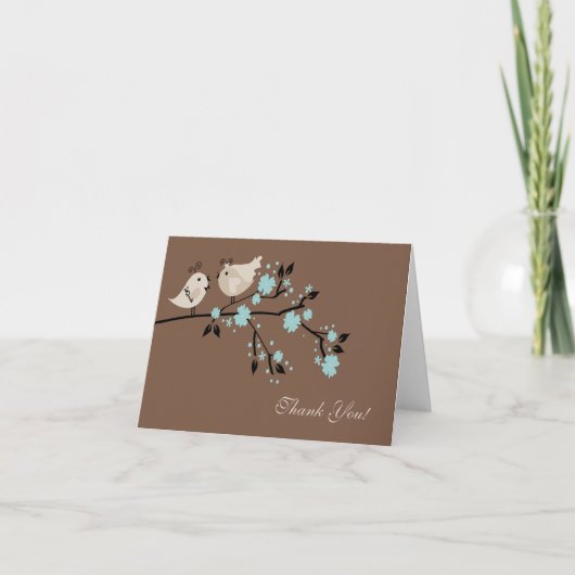 Moderne Liefdesvogels Bruiloft Thank You Kaart (Voorkant)